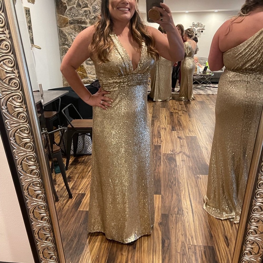 Revelry Sequin Dylan Champagne Dress 8 petite